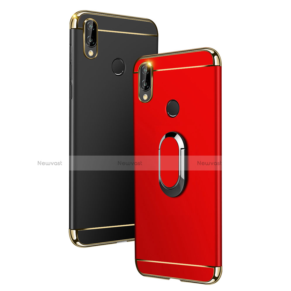 Luxury Metal Frame and Plastic Back Cover with Finger Ring Stand A01 for Huawei P Smart+ Plus