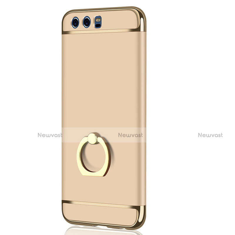 Luxury Metal Frame and Plastic Back Cover with Finger Ring Stand A01 for Huawei P10 Gold