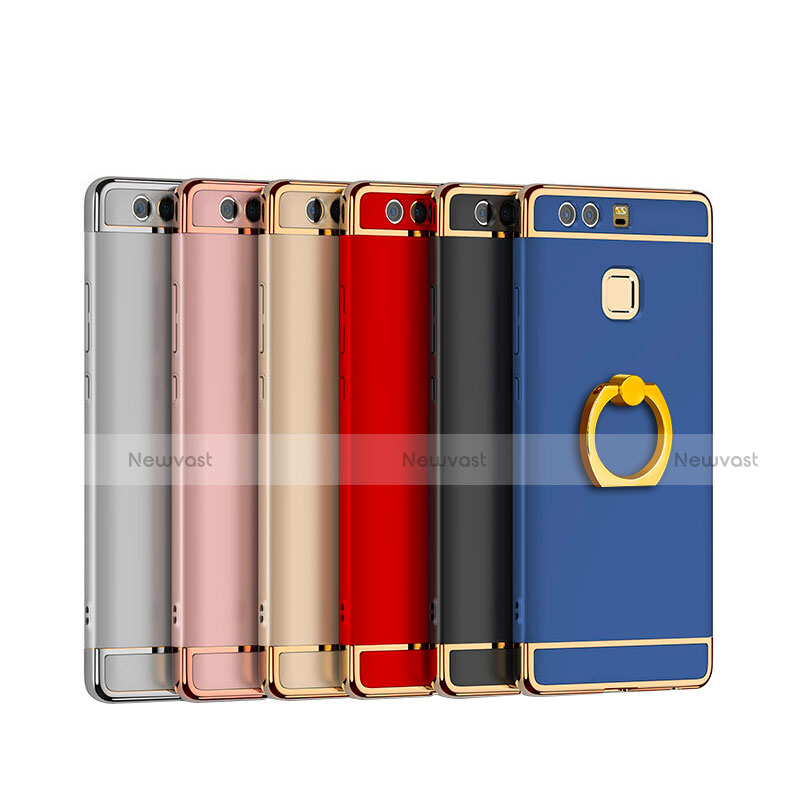 Luxury Metal Frame and Plastic Back Cover with Finger Ring Stand A01 for Huawei P9