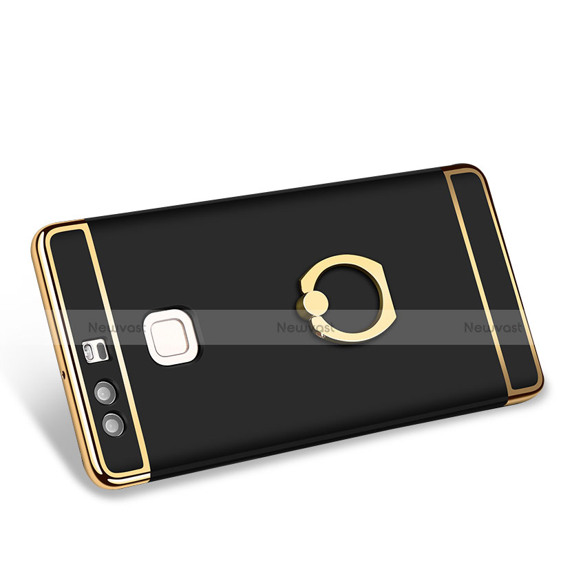 Luxury Metal Frame and Plastic Back Cover with Finger Ring Stand A01 for Huawei P9 Plus