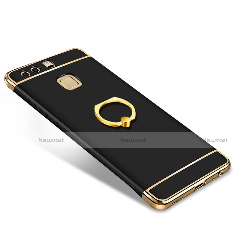 Luxury Metal Frame and Plastic Back Cover with Finger Ring Stand A01 for Huawei P9 Plus