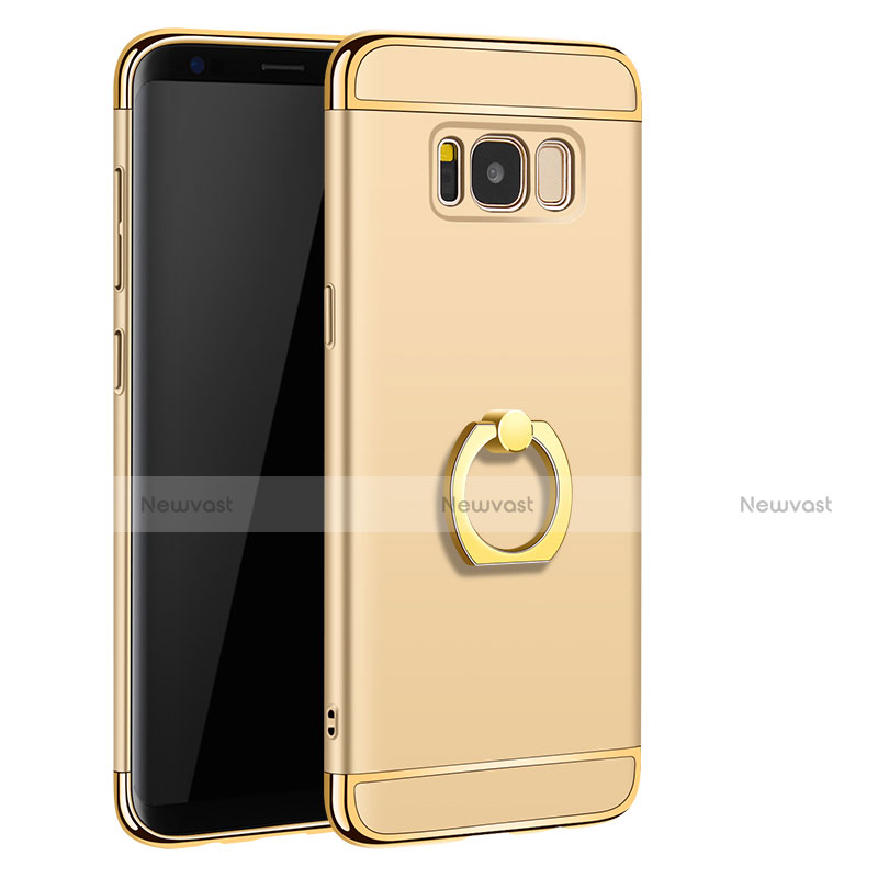 Luxury Metal Frame and Plastic Back Cover with Finger Ring Stand A01 for Samsung Galaxy S8 Gold