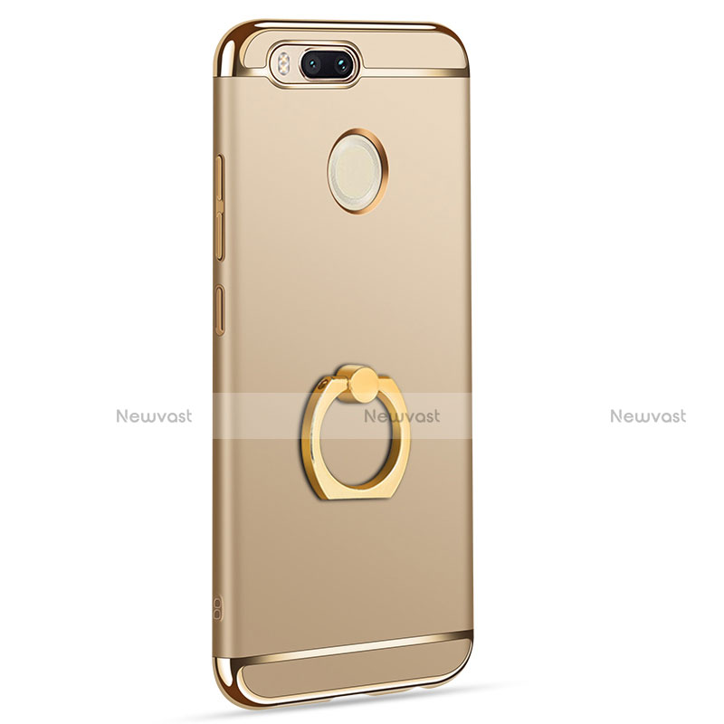 Luxury Metal Frame and Plastic Back Cover with Finger Ring Stand A01 for Xiaomi Mi 5X Gold