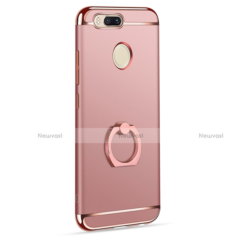 Luxury Metal Frame and Plastic Back Cover with Finger Ring Stand A01 for Xiaomi Mi 5X Rose Gold