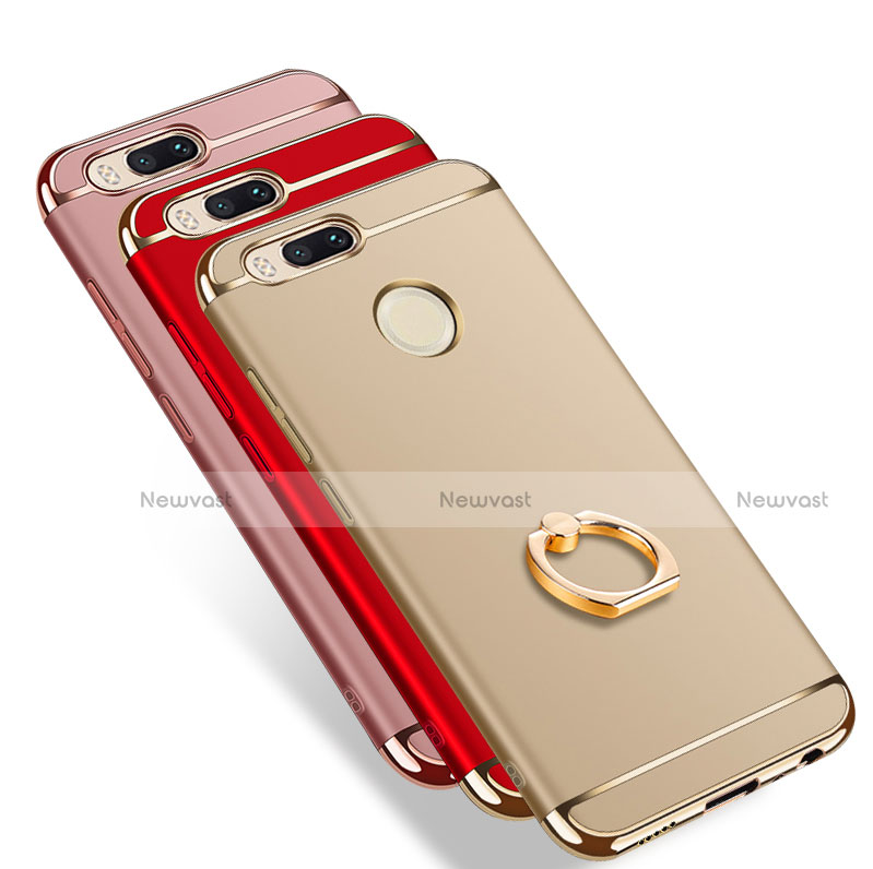 Luxury Metal Frame and Plastic Back Cover with Finger Ring Stand A01 for Xiaomi Mi A1