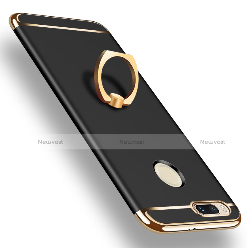 Luxury Metal Frame and Plastic Back Cover with Finger Ring Stand A01 for Xiaomi Mi A1 Black