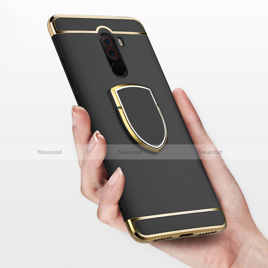 Luxury Metal Frame and Plastic Back Cover with Finger Ring Stand A01 for Xiaomi Pocophone F1