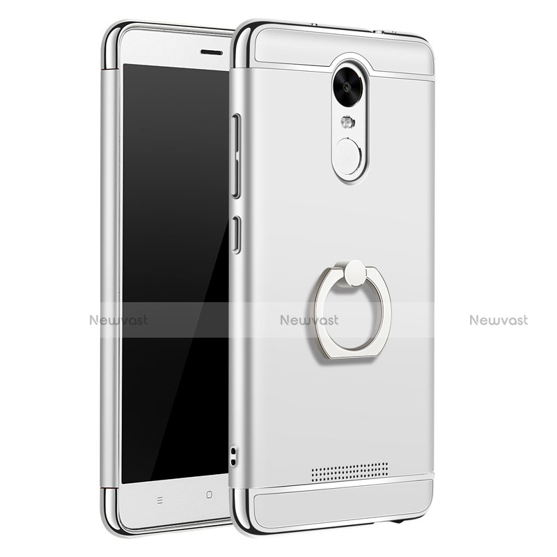 Luxury Metal Frame and Plastic Back Cover with Finger Ring Stand A01 for Xiaomi Redmi Note 3 Pro Silver