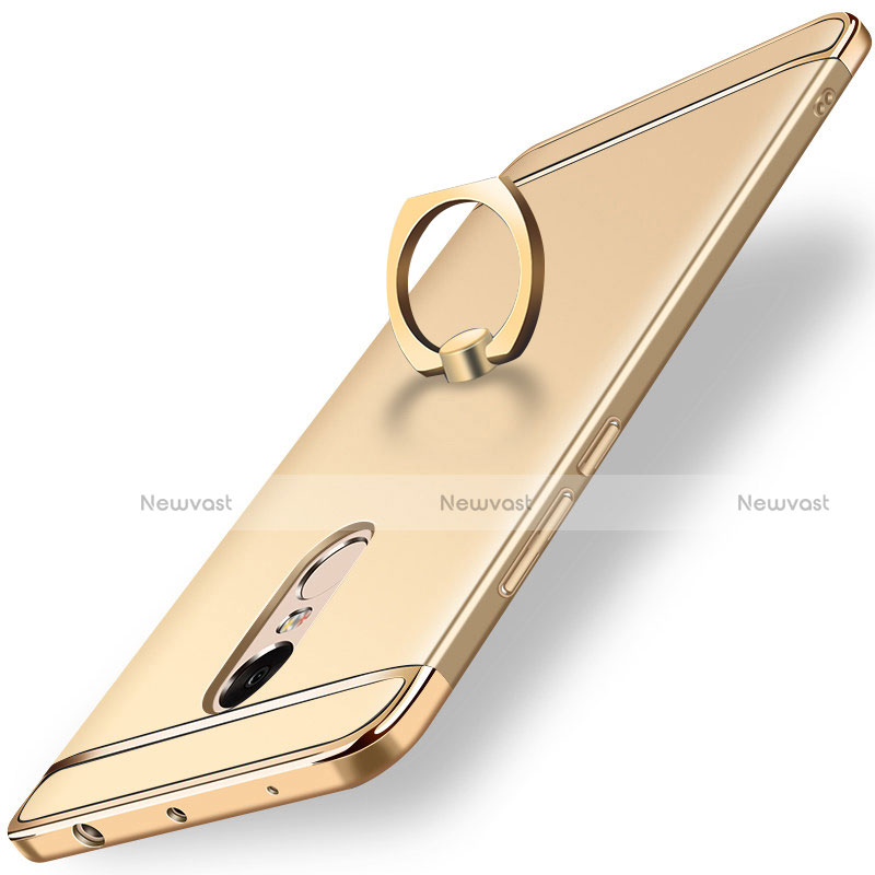 Luxury Metal Frame and Plastic Back Cover with Finger Ring Stand A01 for Xiaomi Redmi Note 4 Gold