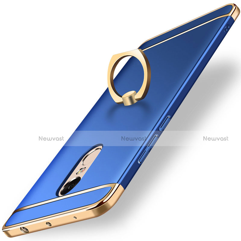 Luxury Metal Frame and Plastic Back Cover with Finger Ring Stand A01 for Xiaomi Redmi Note 4X High Edition Blue