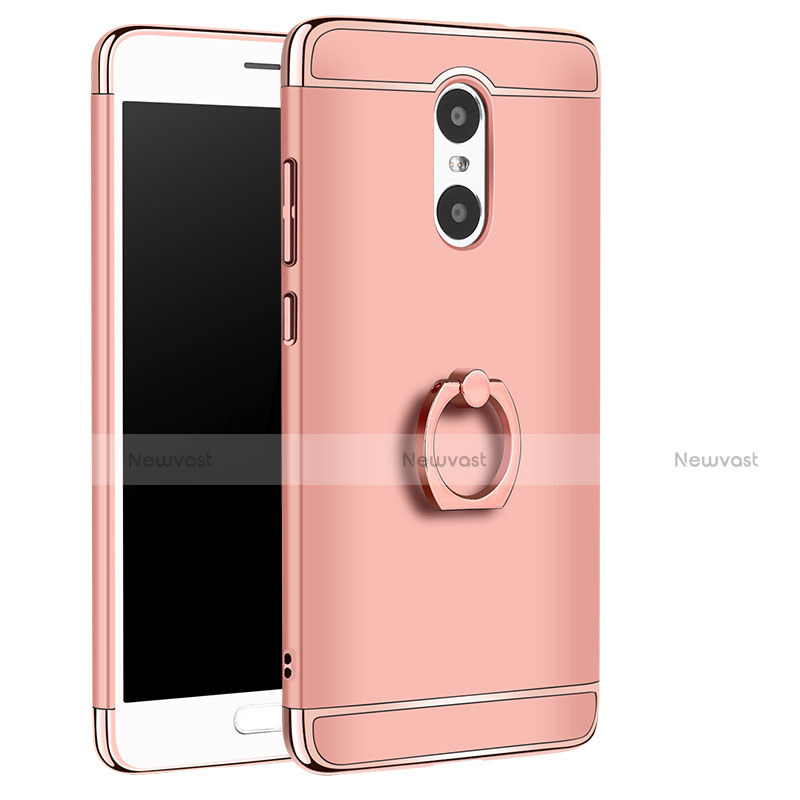 Luxury Metal Frame and Plastic Back Cover with Finger Ring Stand A01 for Xiaomi Redmi Pro Rose Gold