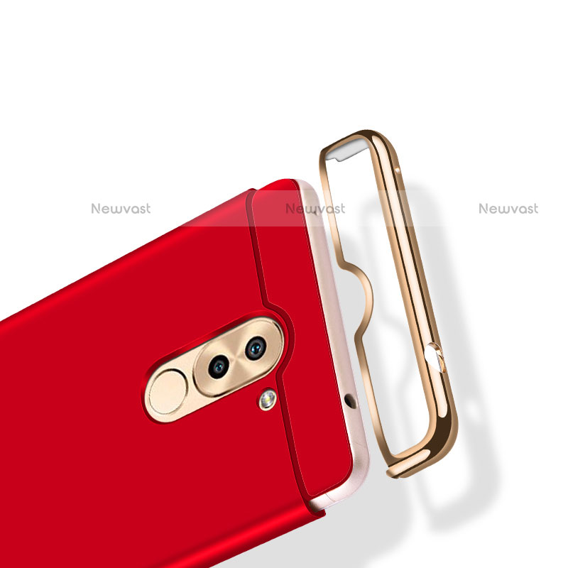 Luxury Metal Frame and Plastic Back Cover with Finger Ring Stand A02 for Huawei Mate 9 Lite Red