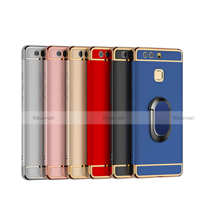 Luxury Metal Frame and Plastic Back Cover with Finger Ring Stand A02 for Huawei P9