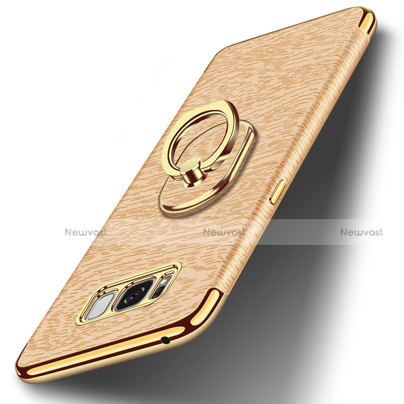 Luxury Metal Frame and Plastic Back Cover with Finger Ring Stand A02 for Samsung Galaxy S8 Gold