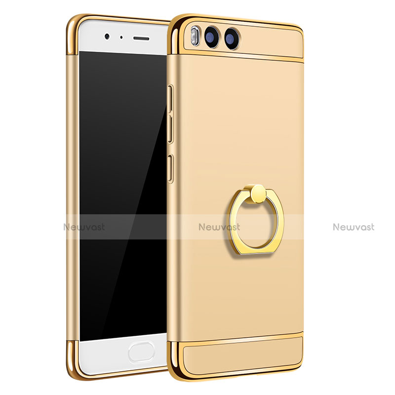 Luxury Metal Frame and Plastic Back Cover with Finger Ring Stand A02 for Xiaomi Mi 6 Gold