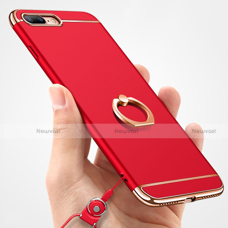 Luxury Metal Frame and Plastic Back Cover with Finger Ring Stand A06 for Apple iPhone 7 Plus