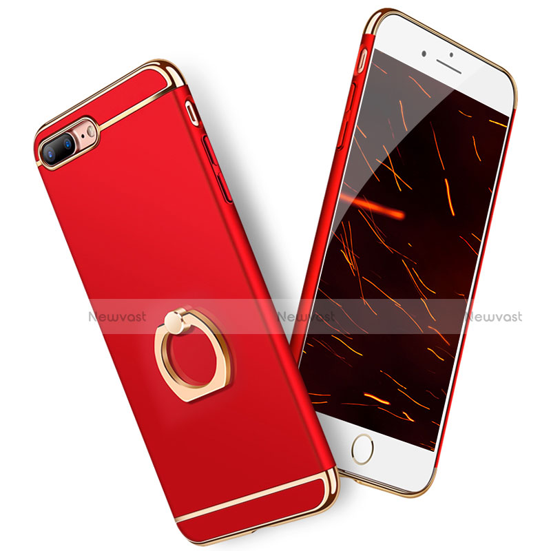 Luxury Metal Frame and Plastic Back Cover with Finger Ring Stand A06 for Apple iPhone 7 Plus