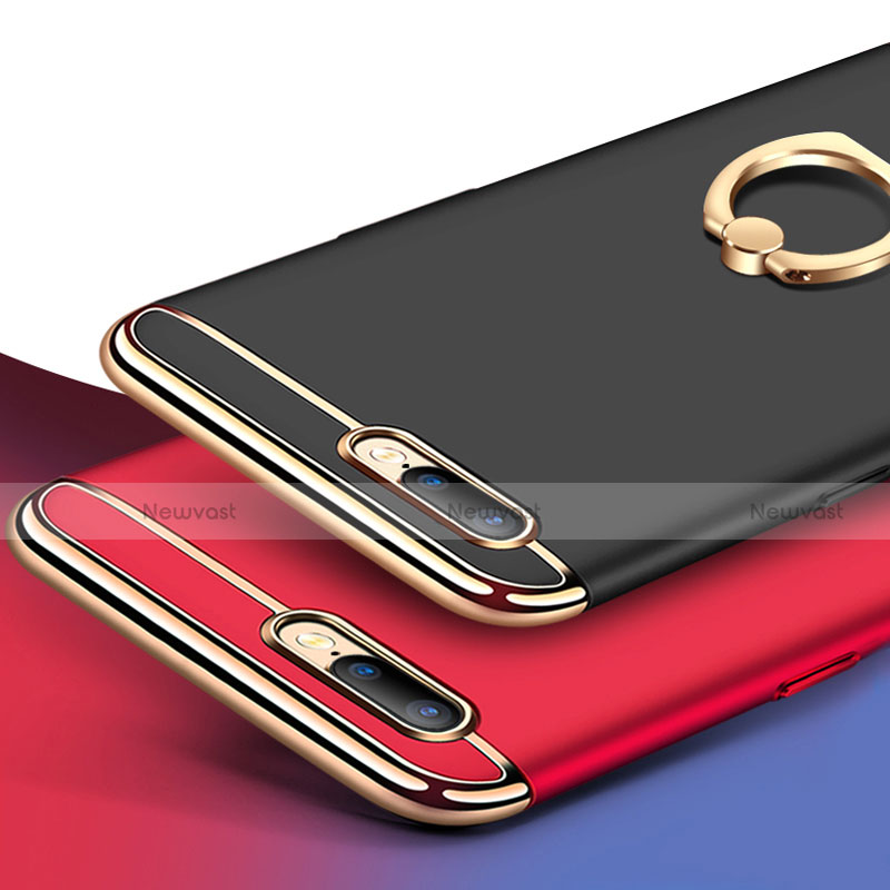 Luxury Metal Frame and Plastic Back Cover with Finger Ring Stand A06 for Apple iPhone 8 Plus