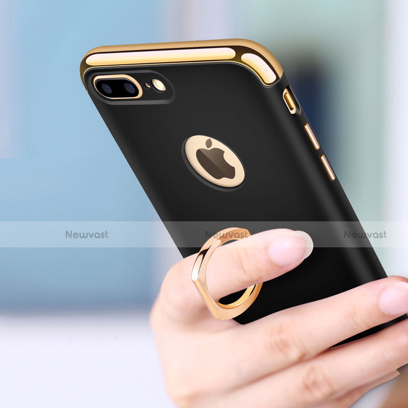 Luxury Metal Frame and Plastic Back Cover with Finger Ring Stand A07 for Apple iPhone 8 Plus