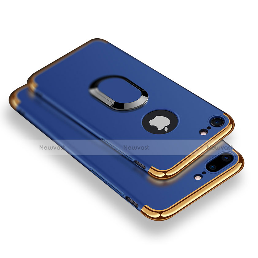 Luxury Metal Frame and Plastic Back Cover with Finger Ring Stand A08 for Apple iPhone 7 Plus