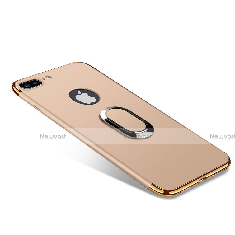 Luxury Metal Frame and Plastic Back Cover with Finger Ring Stand A08 for Apple iPhone 7 Plus Gold