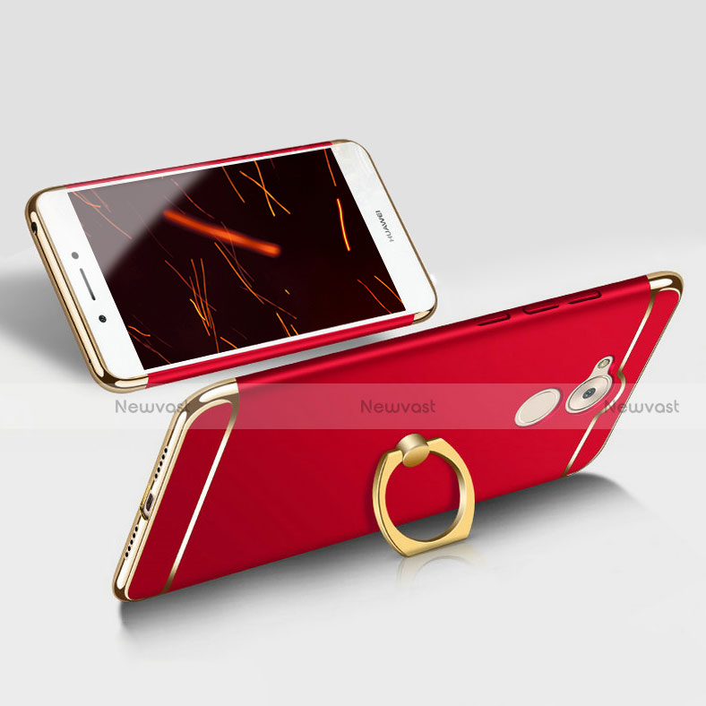 Luxury Metal Frame and Plastic Back Cover with Finger Ring Stand and Lanyard for Huawei Enjoy 6S