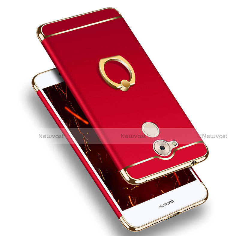 Luxury Metal Frame and Plastic Back Cover with Finger Ring Stand and Lanyard for Huawei Enjoy 6S