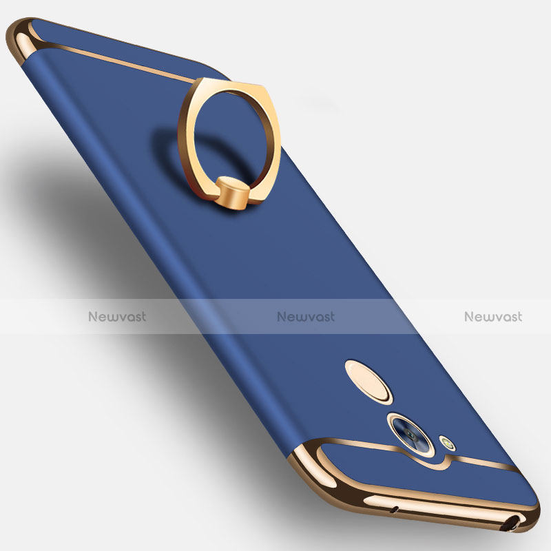 Luxury Metal Frame and Plastic Back Cover with Finger Ring Stand and Lanyard for Huawei Enjoy 6S