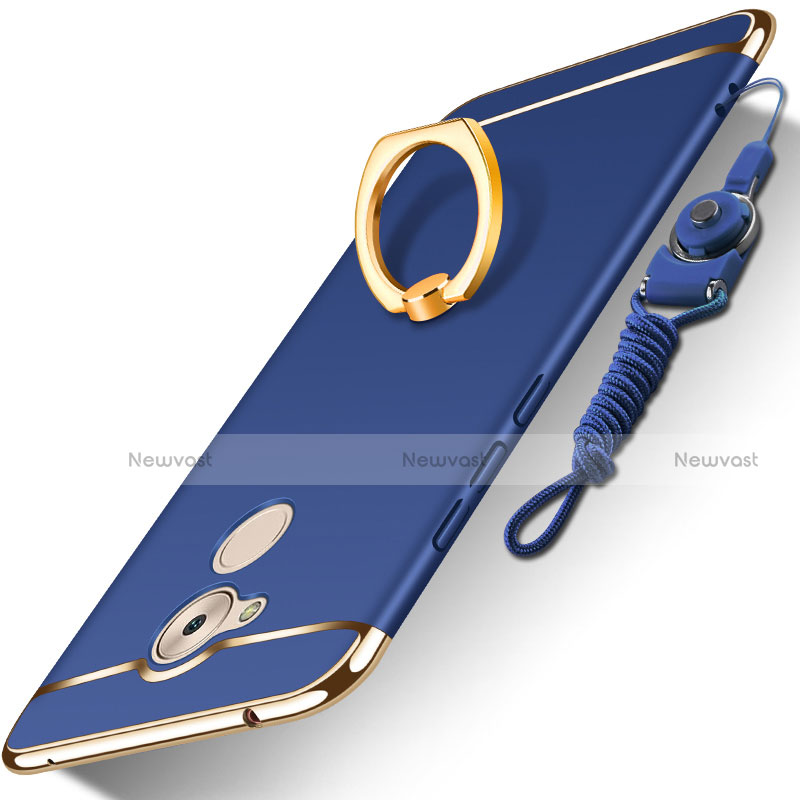 Luxury Metal Frame and Plastic Back Cover with Finger Ring Stand and Lanyard for Huawei Enjoy 6S