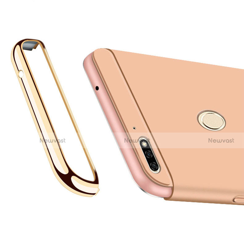 Luxury Metal Frame and Plastic Back Cover with Finger Ring Stand and Lanyard for Huawei Enjoy 8