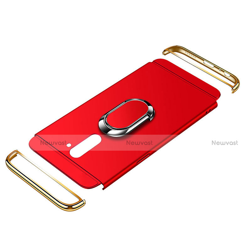 Luxury Metal Frame and Plastic Back Cover with Finger Ring Stand and Lanyard for Huawei Honor 6X