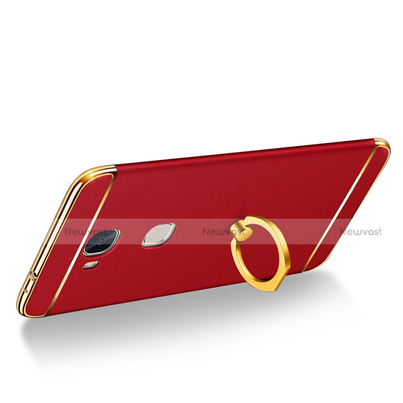 Luxury Metal Frame and Plastic Back Cover with Finger Ring Stand and Lanyard for Huawei Honor Play 5X