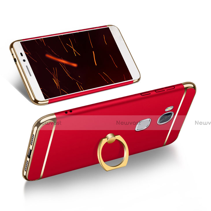 Luxury Metal Frame and Plastic Back Cover with Finger Ring Stand and Lanyard for Huawei Honor Play 5X