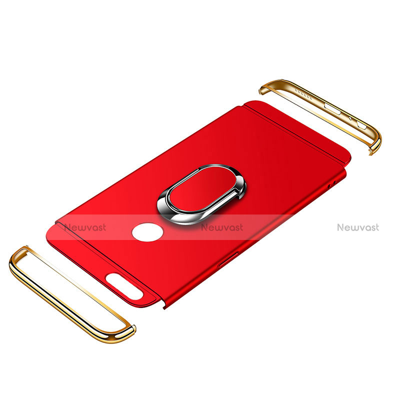 Luxury Metal Frame and Plastic Back Cover with Finger Ring Stand and Lanyard for Huawei Honor Play 7X