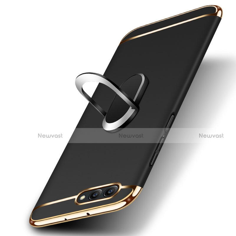 Luxury Metal Frame and Plastic Back Cover with Finger Ring Stand and Lanyard for Huawei Honor V10