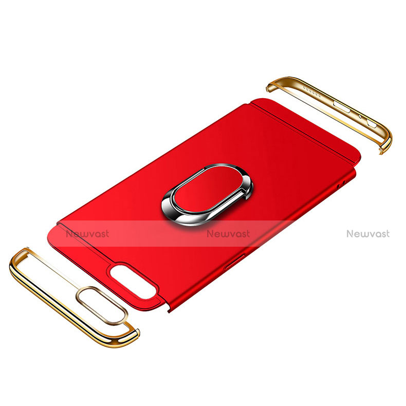 Luxury Metal Frame and Plastic Back Cover with Finger Ring Stand and Lanyard for Huawei Honor V10