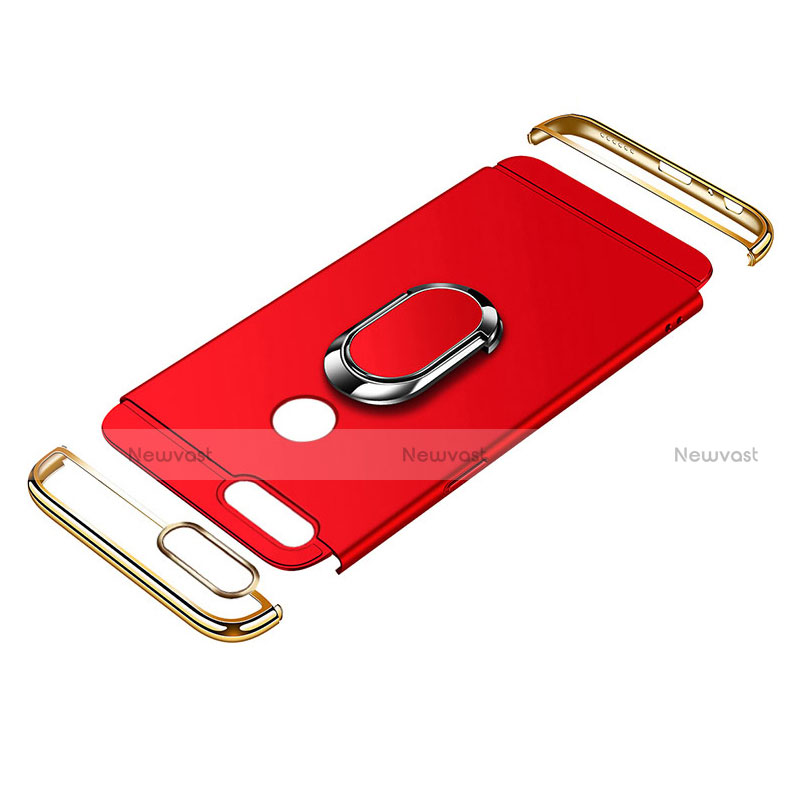 Luxury Metal Frame and Plastic Back Cover with Finger Ring Stand and Lanyard for Huawei Nova 2