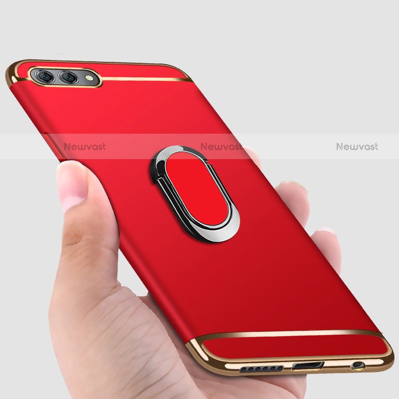 Luxury Metal Frame and Plastic Back Cover with Finger Ring Stand and Lanyard for Huawei Nova 2S