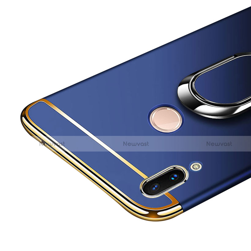 Luxury Metal Frame and Plastic Back Cover with Finger Ring Stand and Lanyard for Huawei P20 Lite