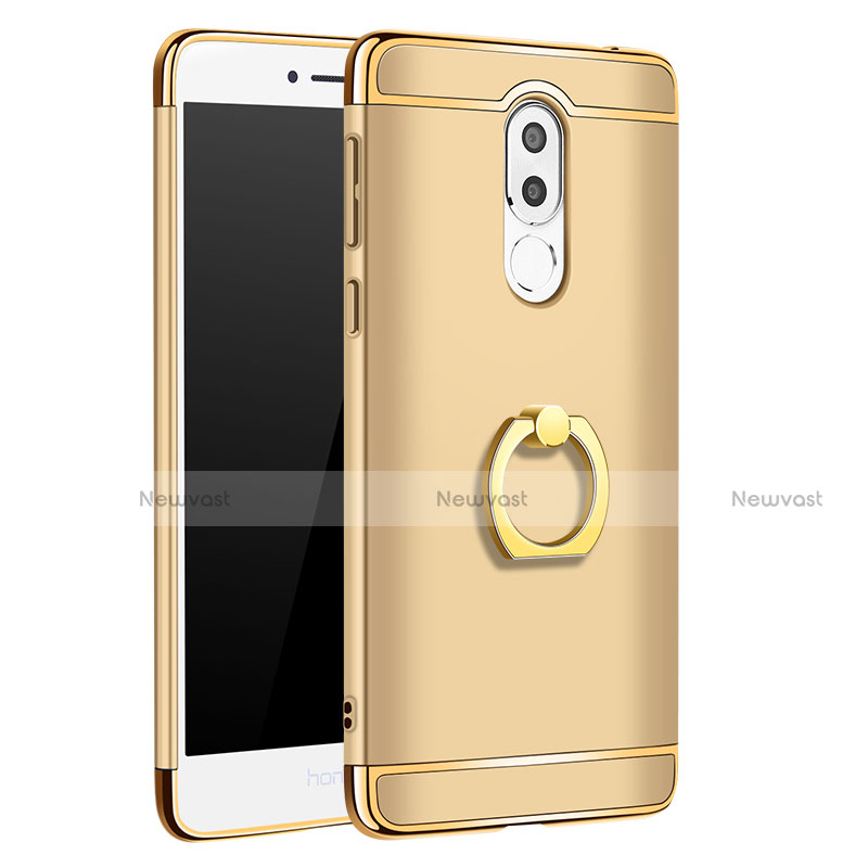 Luxury Metal Frame and Plastic Back Cover with Finger Ring Stand for Huawei GR5 (2017) Gold