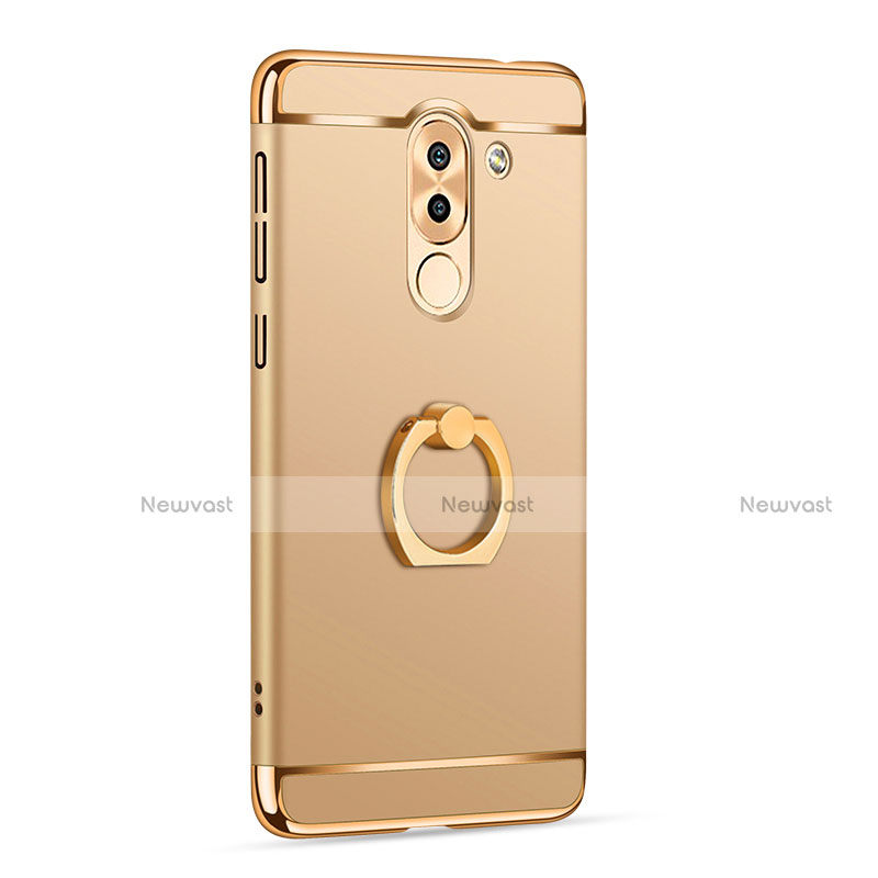 Luxury Metal Frame and Plastic Back Cover with Finger Ring Stand for Huawei GR5 (2017) Gold