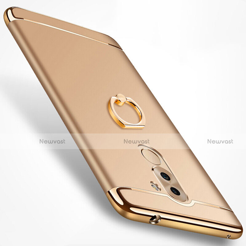 Luxury Metal Frame and Plastic Back Cover with Finger Ring Stand for Huawei GR5 (2017) Gold