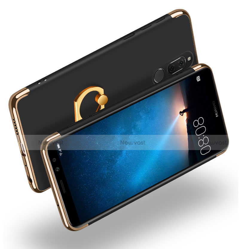 Luxury Metal Frame and Plastic Back Cover with Finger Ring Stand for Huawei Maimang 6 Black