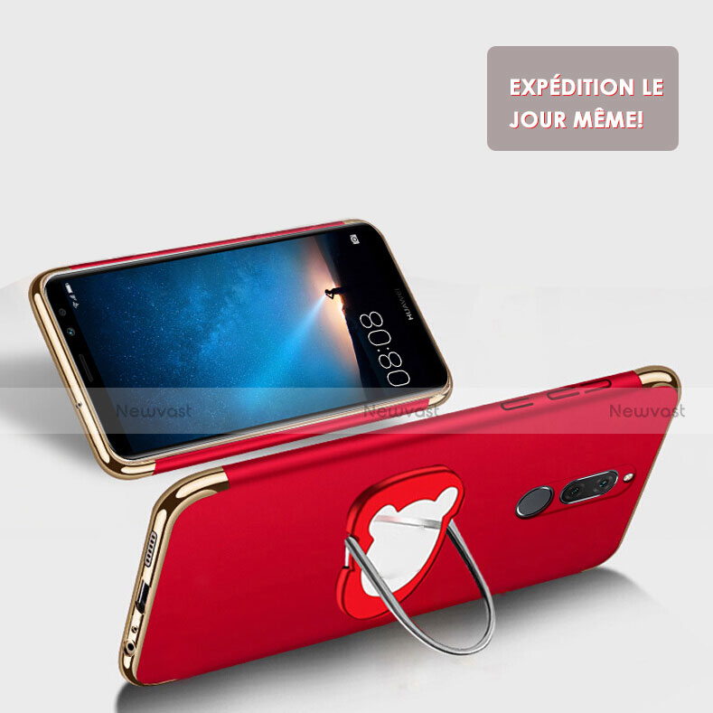 Luxury Metal Frame and Plastic Back Cover with Finger Ring Stand for Huawei Maimang 6 Red