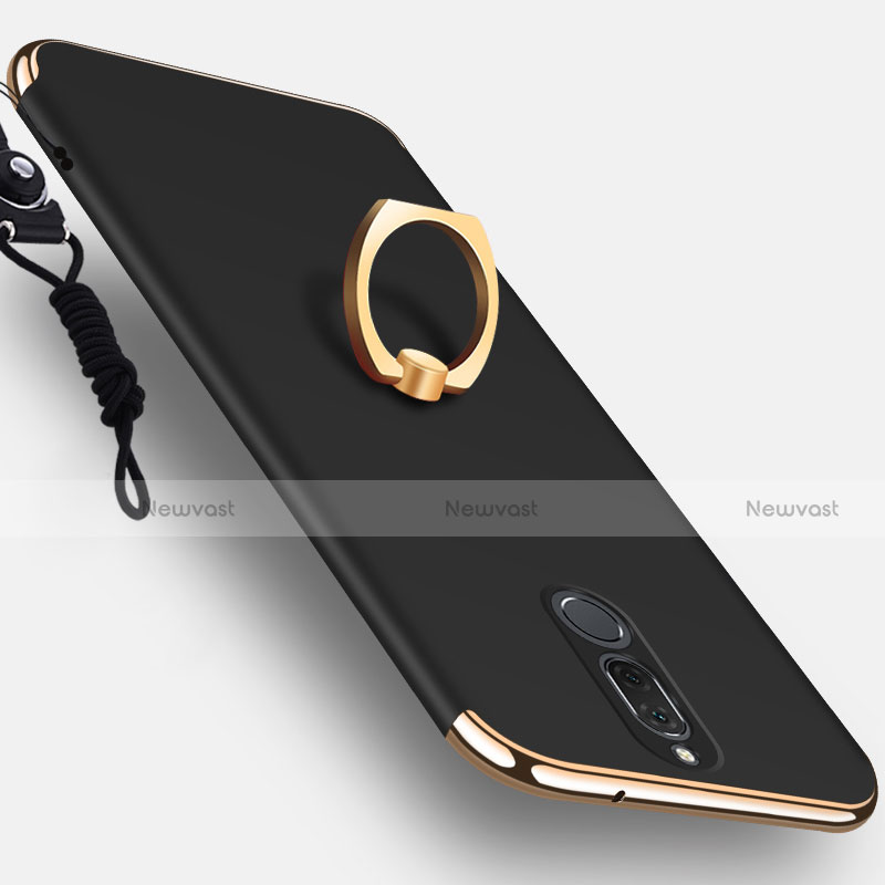 Luxury Metal Frame and Plastic Back Cover with Finger Ring Stand for Huawei Mate 10 Lite Black