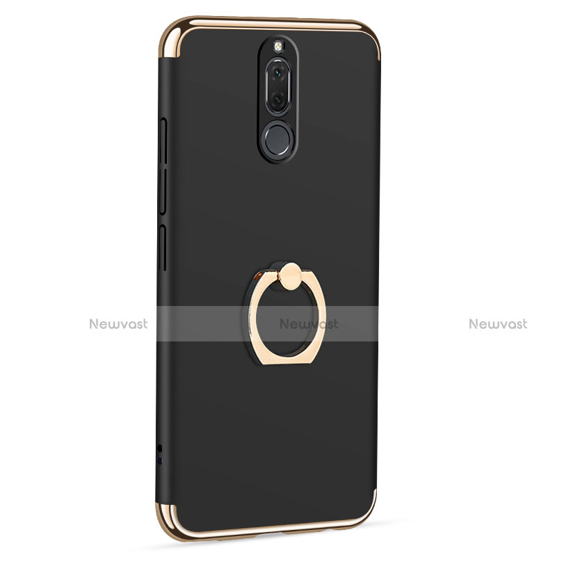 Luxury Metal Frame and Plastic Back Cover with Finger Ring Stand for Huawei Mate 10 Lite Black