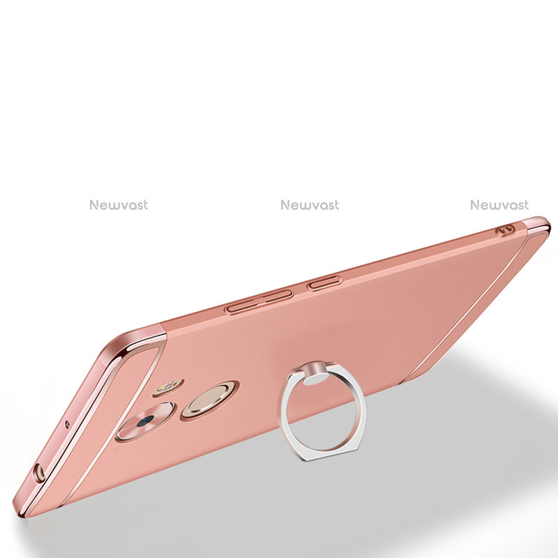 Luxury Metal Frame and Plastic Back Cover with Finger Ring Stand for Huawei Mate 8 Rose Gold