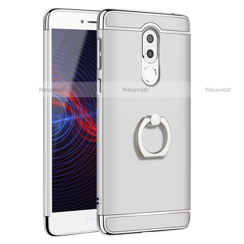 Luxury Metal Frame and Plastic Back Cover with Finger Ring Stand for Huawei Mate 9 Lite Silver