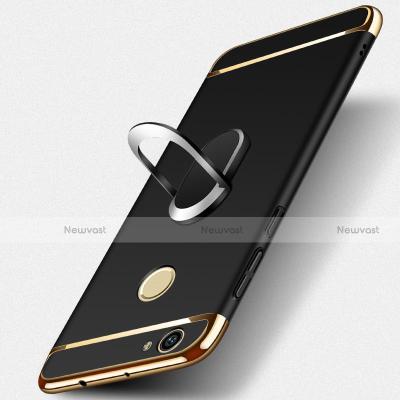 Luxury Metal Frame and Plastic Back Cover with Finger Ring Stand for Huawei Nova Black