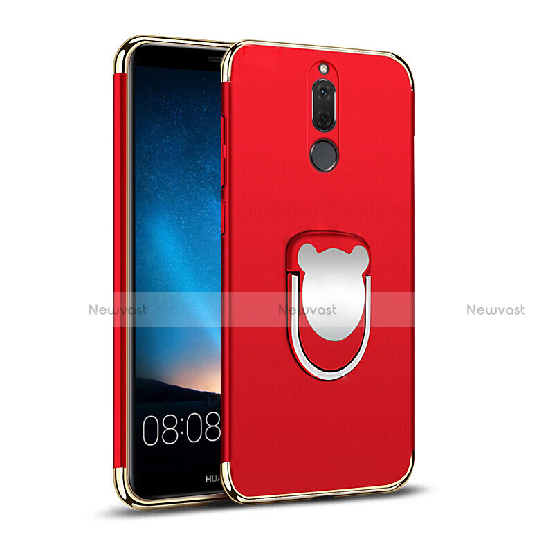 Luxury Metal Frame and Plastic Back Cover with Finger Ring Stand for Huawei Rhone Red
